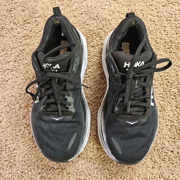 Hoka One One Bondi 8 Running Shoes Womens 8.5 Wide Black Cushioned Athletic Read - Picture 4 of 11